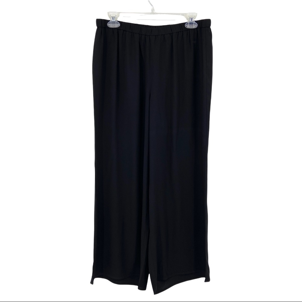 EILEEN FISHER Black 100% Silk Pull On Cropped Pants